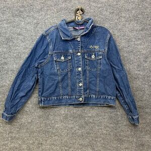 Vintage‎ Harry Potter Trucker Jackets Women's Blue Denim Pockets Y2K - Large